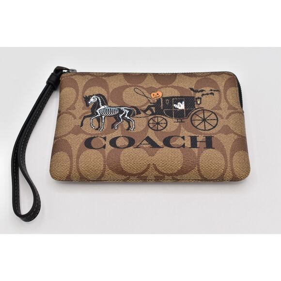 Coach Halloween Wristlet Cards ID Signature Skeleton Pumpkin Horse Carriage 2023 - Picture 1 of 12